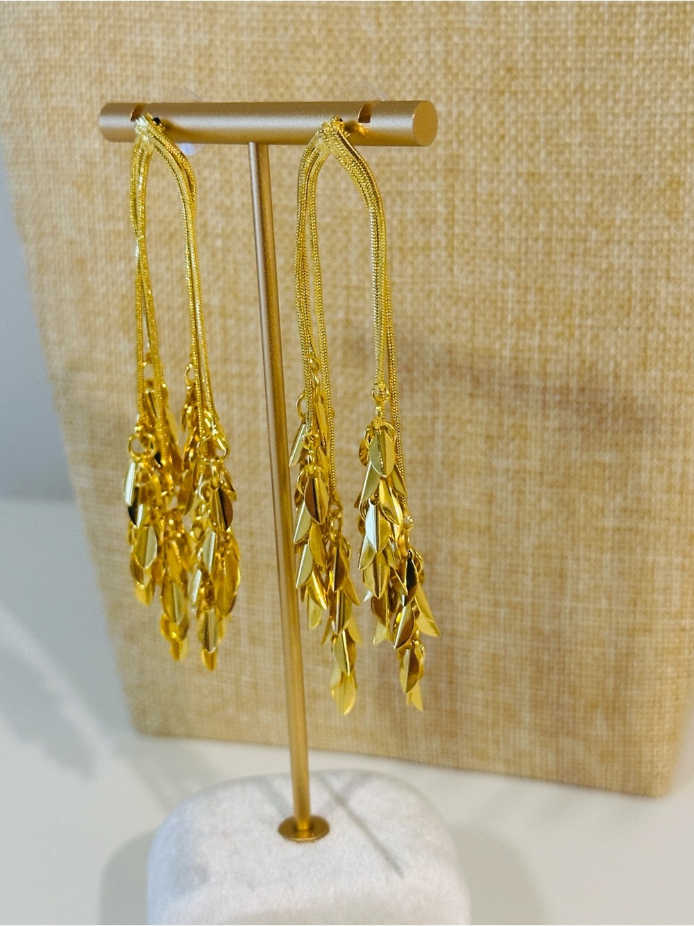 Fashion Jewelry Gold Leaf Cascade Dangle Earrings - Gold